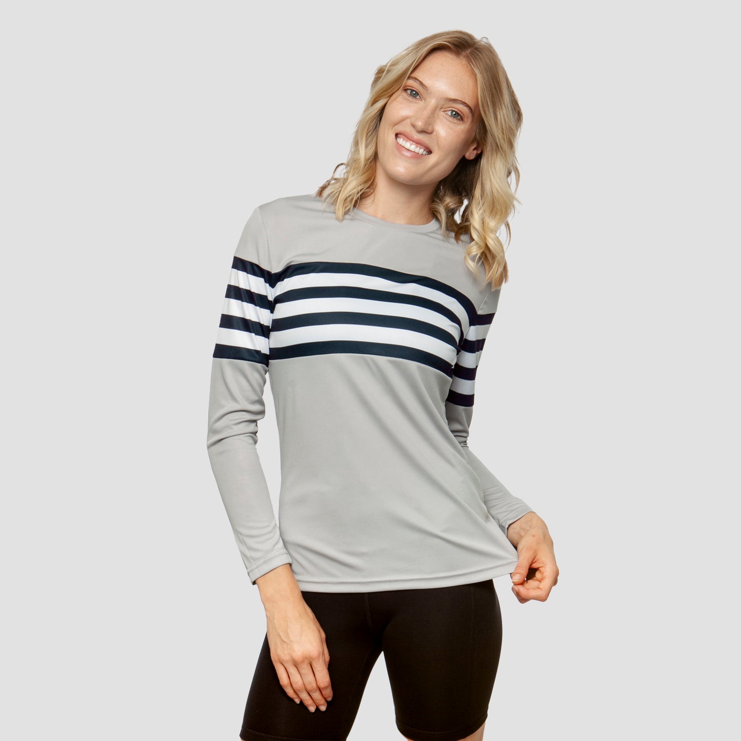 Womens UV Protection Striped Long Sleeve