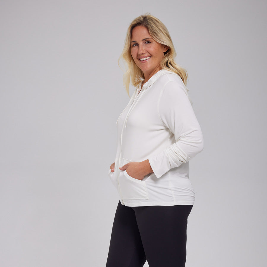 Womens cream zip up hoodie deals
