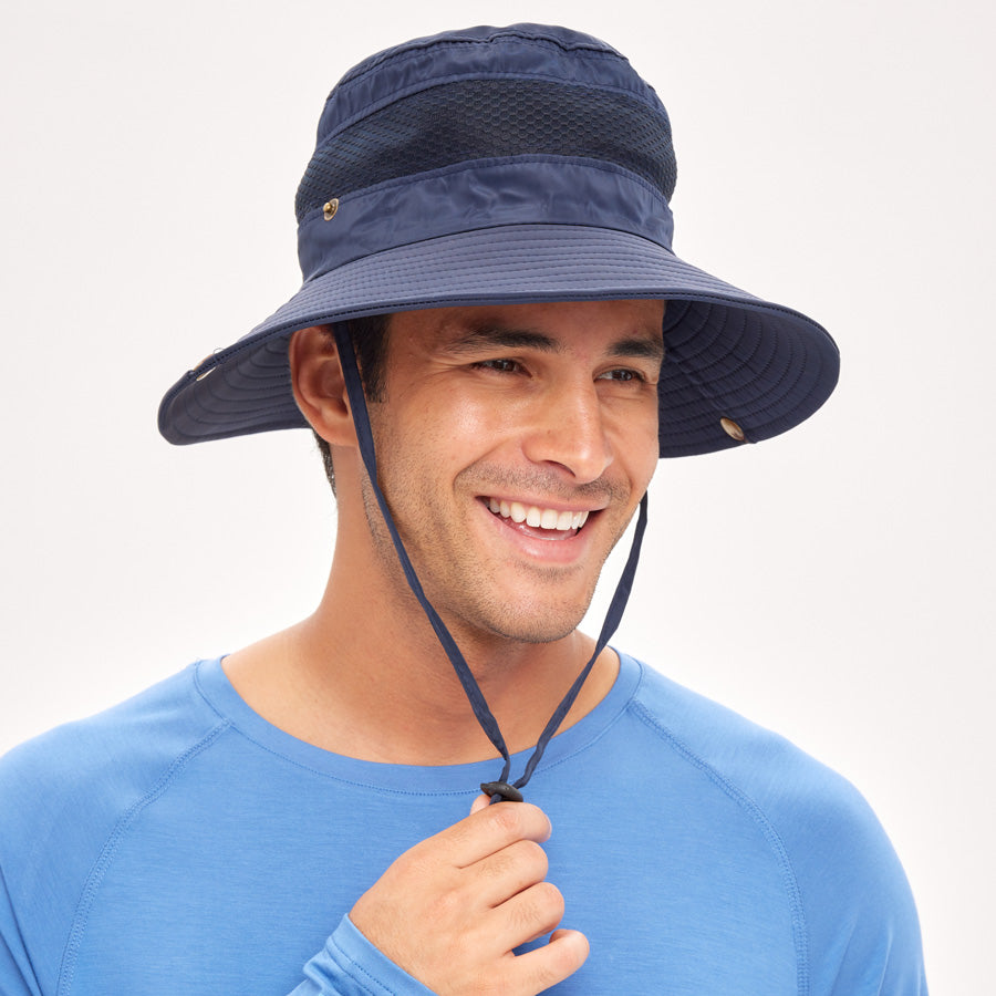 Mens UV Protection Foldable Sun Hat, Green