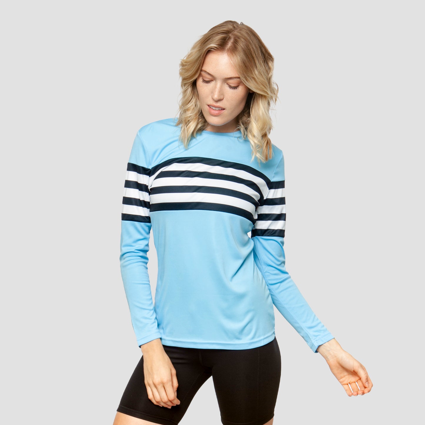 Womens UV Protection Striped Long Sleeve