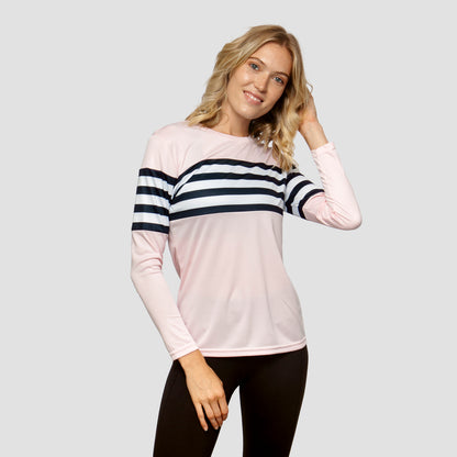 Womens UV Protection Striped Long Sleeve