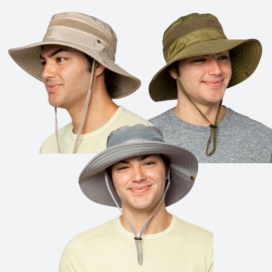 Mens 3 Best Sellers UV Sun Hat (Khaki, Green, Gray)