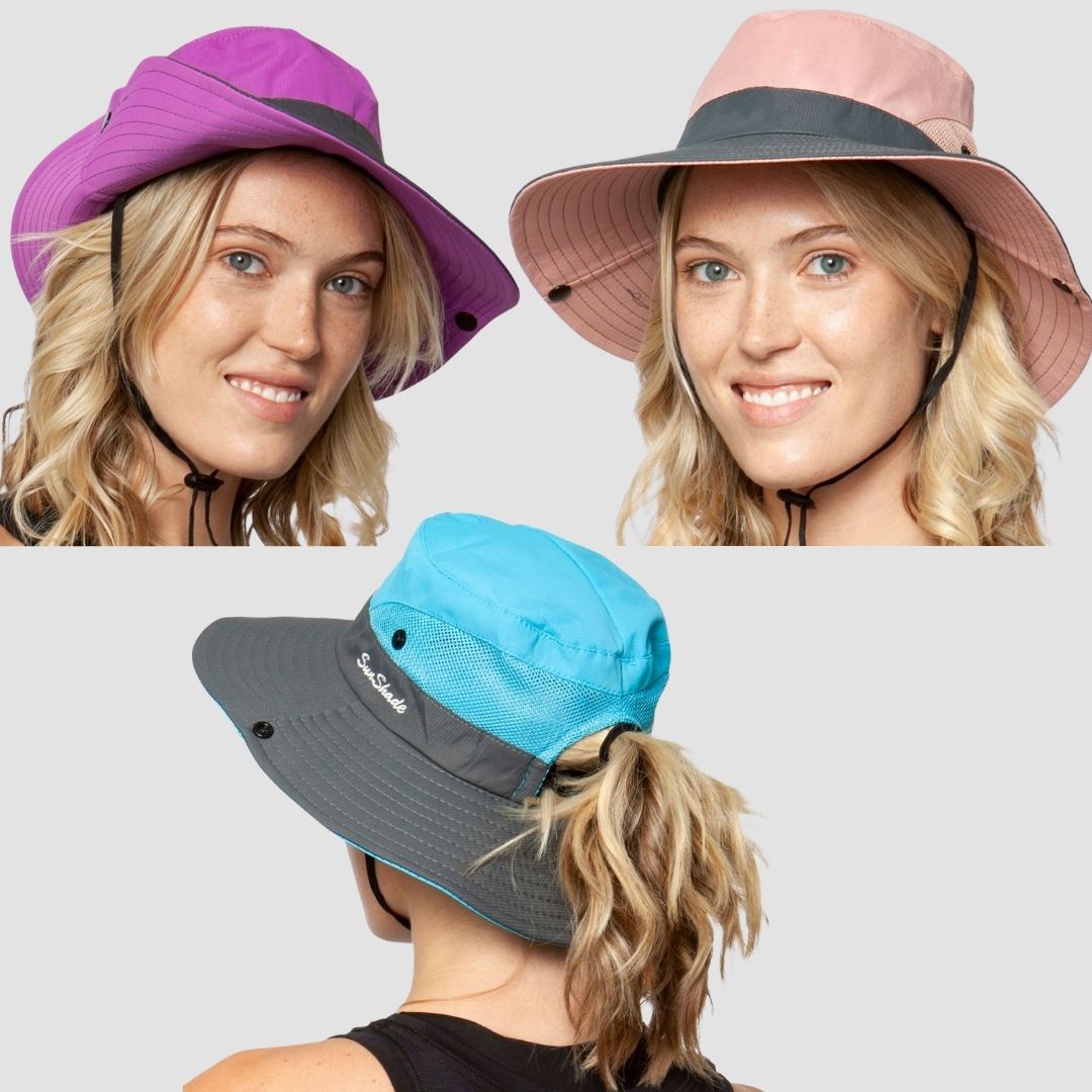 Womens 3 Best Sellers UV Sun Hat (Pink, Blue, Purple)