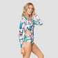 Tropical Paradise Long Sleeve One Piece Swimsuit