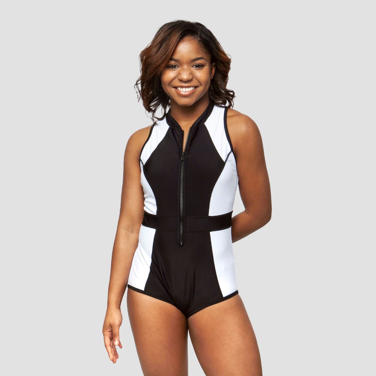 Black and White One Piece Swimsuit